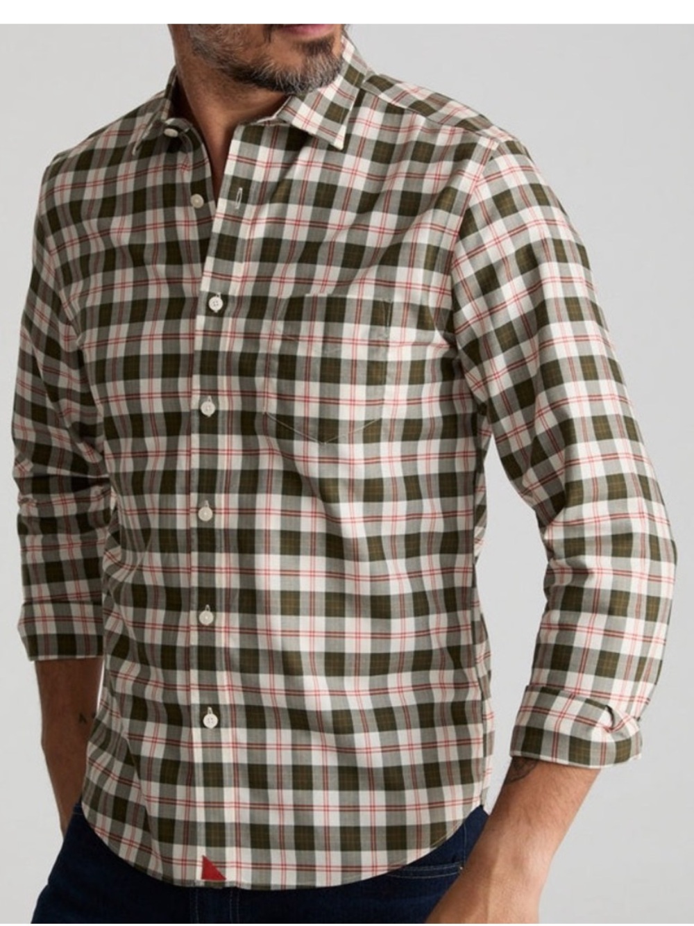 UNTUCKit Harwin Shirt Wrinkle Free Olive Multi Plaid button down size medium